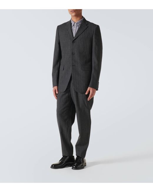 Comme des Garçons Black Pinstripe Tailored Wool Pants for men