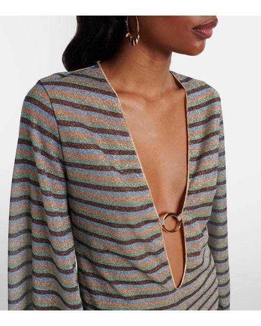 Oseree Brown Lumiere Striped Minidress