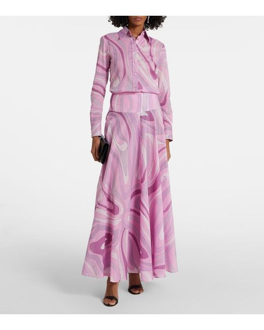 Emilio Pucci Pink Orchidee Cotton Muslin Shirt