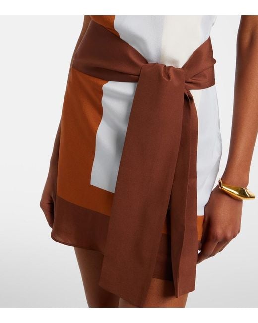 Sir Brown Striped Halterneck Silk Minidress