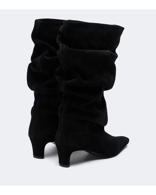 Staud Black Wally Suede Mid-Calf Boots