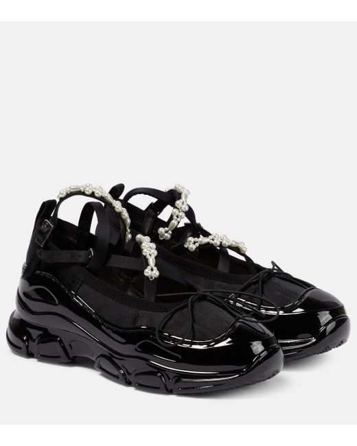 Simone Rocha Black Low Trek Faux Pearl-embellished Shoes