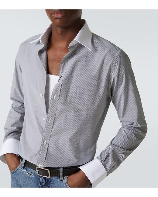 Dolce & Gabbana Blue Striped Cotton Poplin Shirt for men