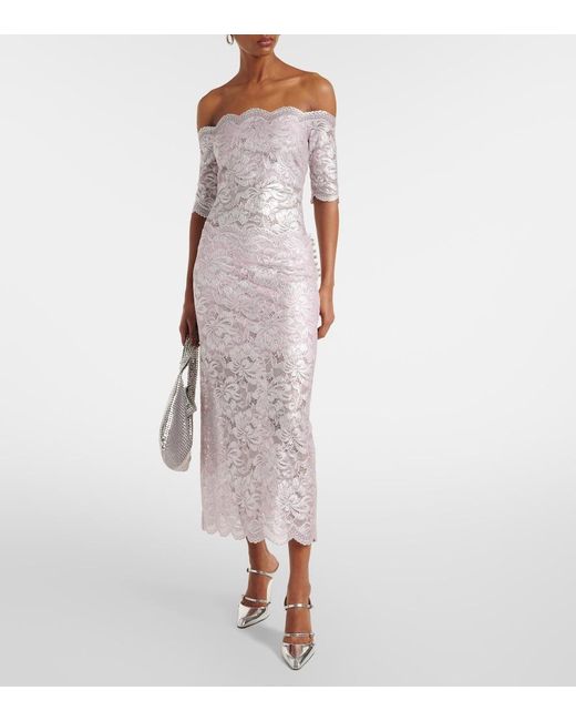 Rabanne Pink Floral Lace Midi Skirt