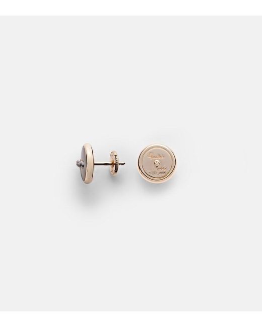 Pomellato White Pom Pom Dot 18Kt Rose Earrings With Mother Of Pearl And Diamonds