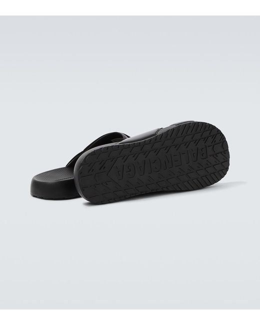 Balenciaga Black Sporty Pool Slides for men