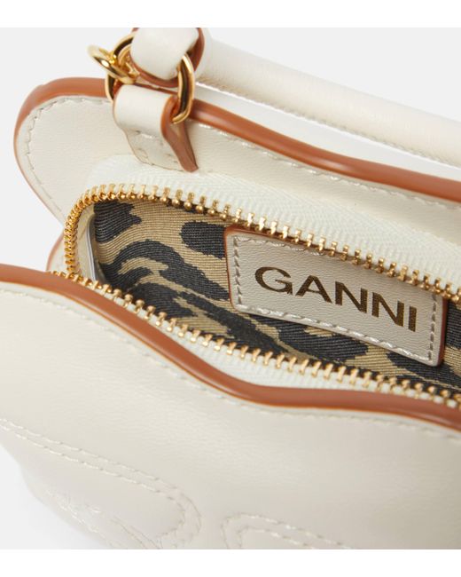 Ganni White Butterfly Nano Faux Leather Crossbody Bag