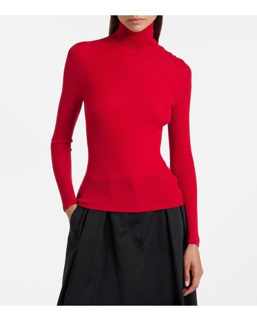 Moncler Red Virgin Wool Turtleneck Sweater