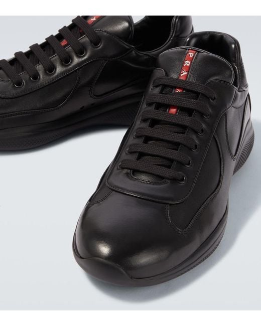 Prada Black America's Cup Leather Sneakers for men