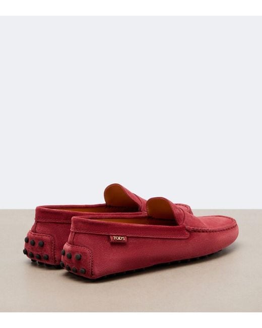 Tod's Red Gommino Suede Driving Shoes