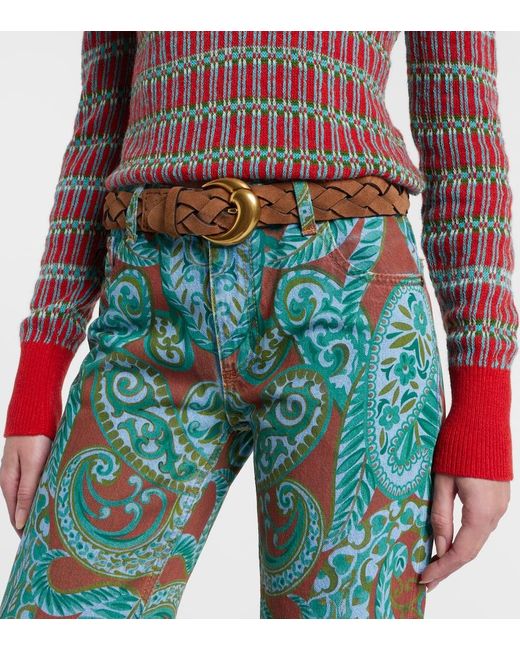 Etro Brown Braided Suede Belt