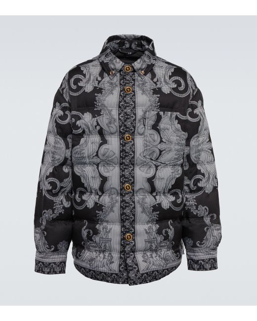 Versace Silver Baroque Print Puffer Jacket in Black for Men | Lyst UK