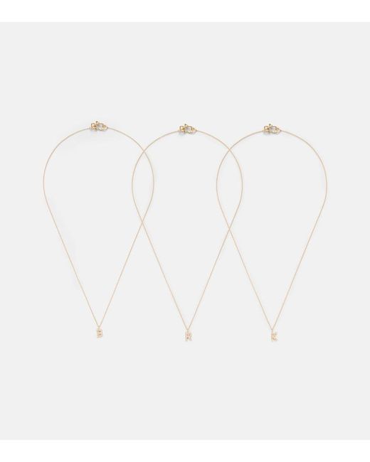 Sophie Bille Brahe White Initial 18Kt Necklace With Diamonds