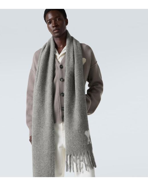 AMI Gray Ami De Cour Alpaca And Wool-Blend Scarf for men