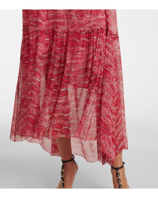 Isabel Marant Red Alita Chiffon Midi Dress