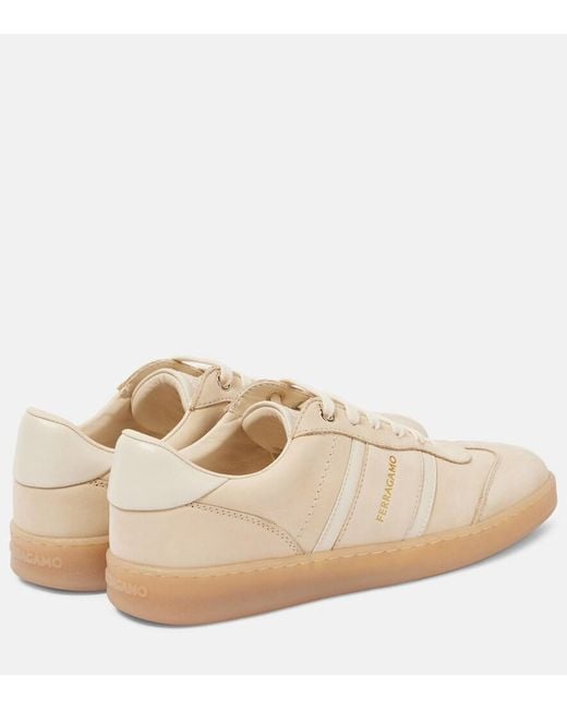 Ferragamo Natural Achille 1 Leather Sneakers