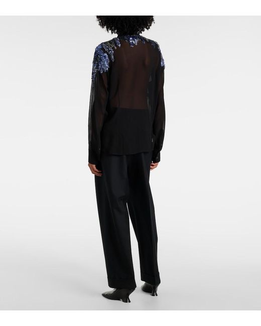Dries Van Noten Black Sequined Chiffon Blouse