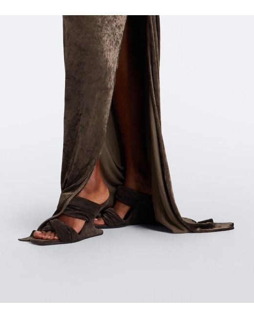 Rick Owens Green Lilies Shailee Draped Open-Back Velvet Gown