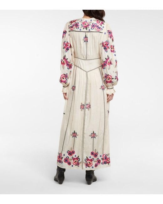 Isabel Marant Natural Moyrae Floral Silk Maxi Dress