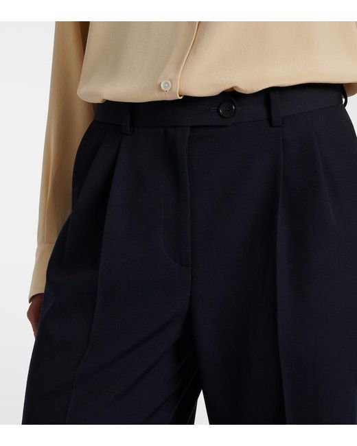 Pantalones Anchos Virgil De Gabardina De Lana The Row de color Blue