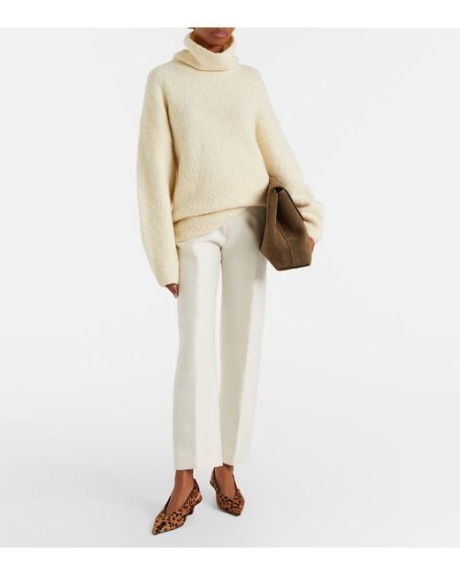 Totême White Wool And Silk Slim Pants