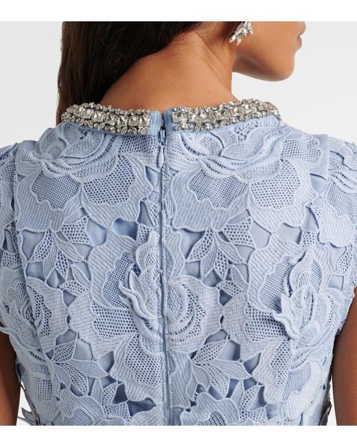 Self-Portrait Blue Verziertes Minikleid Aus Spitze