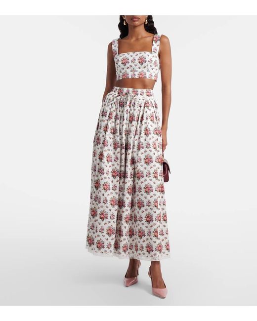 Top Raccourci En Coton A Fleurs Dolce & Gabbana en coloris White