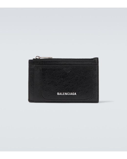 Balenciaga Black Leather Card Holder for men