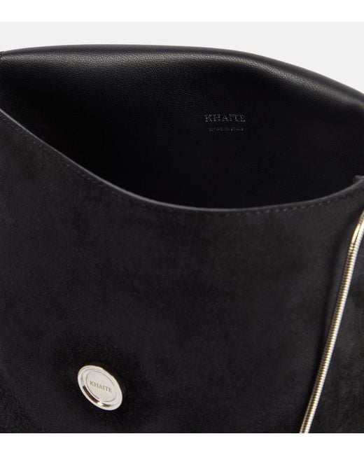 Khaite Black Bobbi Suede Shoulder Bag