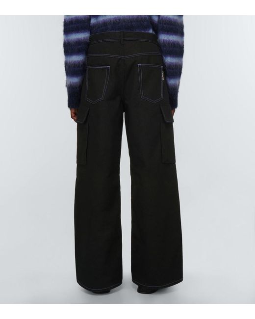Marni Black Wide-Leg Cotton Gabardine Cargo Pants for men