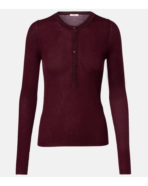 Chloé Purple Wool Henley Shirt