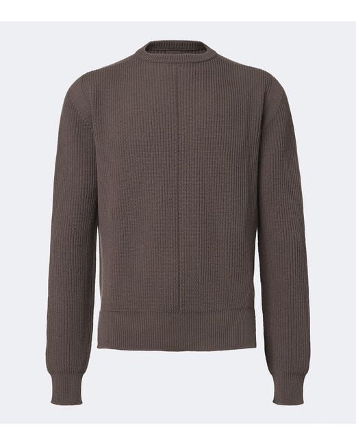Rick Owens Brown Ribbed-Knit Virgin Wool Sweater for men