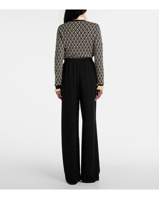 Valentino Black Cady Couture Wide-Leg Pants