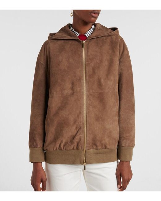 Max Mara Brown Suede Zip-Up Hoodie