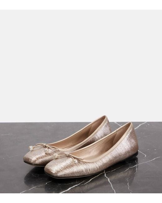 Jimmy Choo Natural Elme Glitter Ballet Flats
