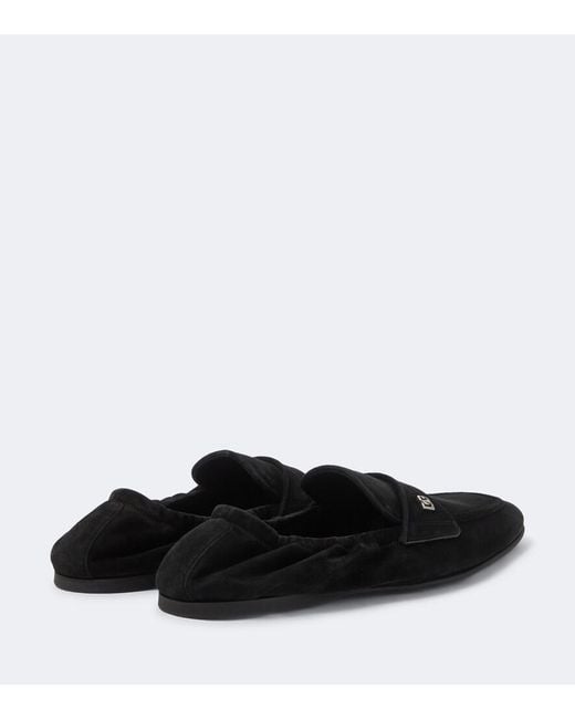 Dolce & Gabbana Black Dg Suede Loafers for men