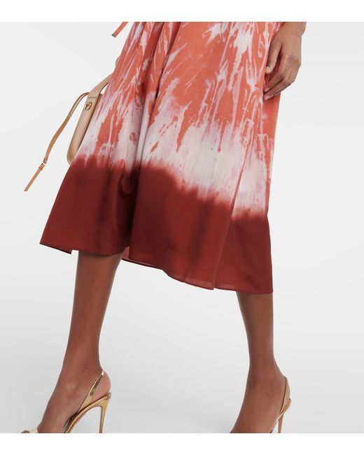Altuzarra Red Fiona Ruched Midi Dress