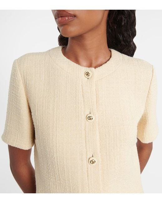 Gucci Natural Minikleid Aus Tweed Aus Einer Wollmischung