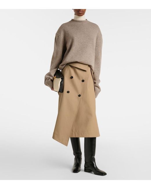Rohe Natural Asymmetric Cotton Canvas Midi Skirt