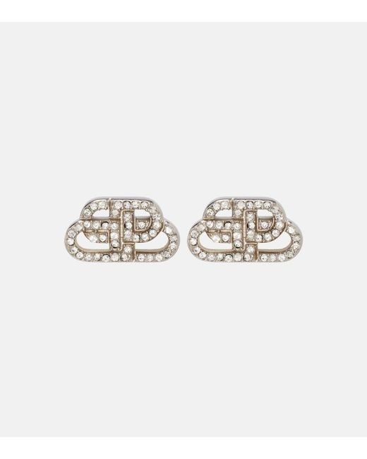 Balenciaga White Bb Embellished Earrings