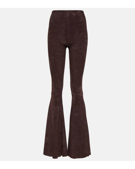 Stouls Brown Cherilyn High-rise Suede Flared Pants