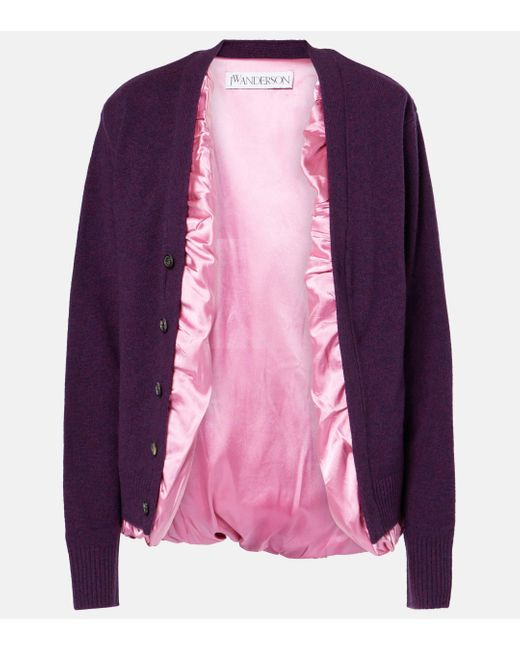 J.W. Anderson Purple Wool And Satin Cardigan