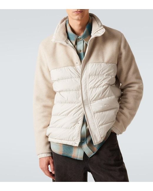 Moncler White Mistral Fleece-Paneled Down Jacket for men