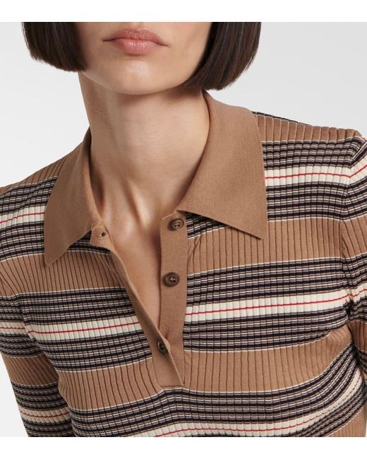 Prada Brown Polopullover Aus Einem Baumwollgemisch