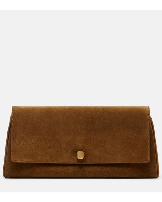 Khaite Brown Audrey Suede Clutch