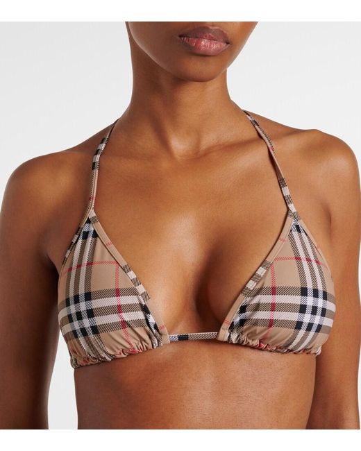 Bikini Triangular Con Check Burberry de color White