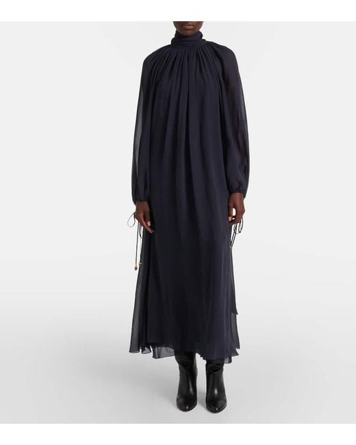 Chloé Blue Maxikleid Aus Seiden-Georgette
