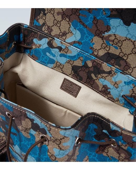 Mochila Large De Lona Gg Estampada Gucci de hombre de color Blue