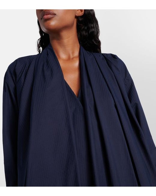 Loewe Blue Draped Cotton Poplin Minidress