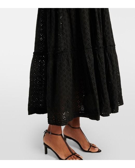 Poupette Black Tiered Cotton Midi Dress